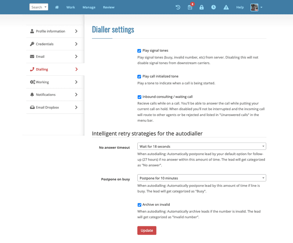 Power Dialer’s Intelligent Call Retry helps deliver more calls per day.